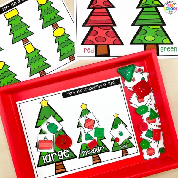 Have a Christmas theme in your preschool, pre-k, or kindergarten classroom while learning math and literacy skills.