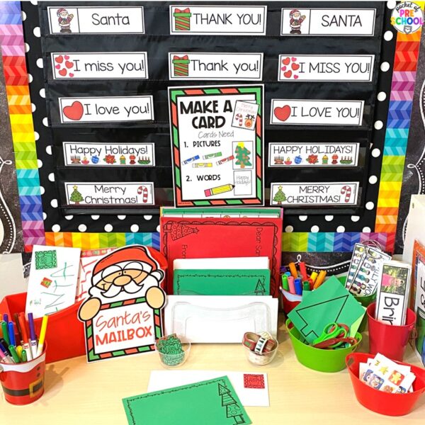 Have a Christmas theme in your preschool, pre-k, or kindergarten classroom while learning math and literacy skills.