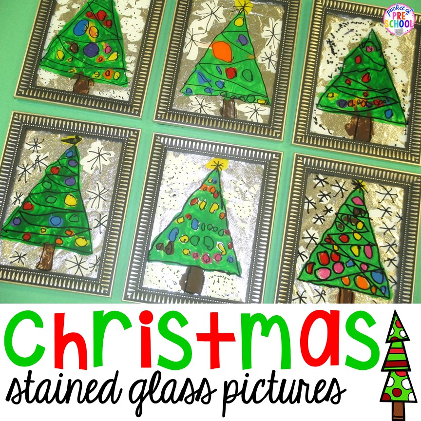 Perfect child made gift I can do in my classroom with students! How to make Christmas stained glass pictures.