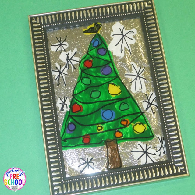 Perfect child made gift I can do in my classroom with students! How to make Christmas stained glass pictures.