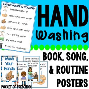 Teach students how to wash hands correctly in the preschool, pre-k, or kindergarten room.