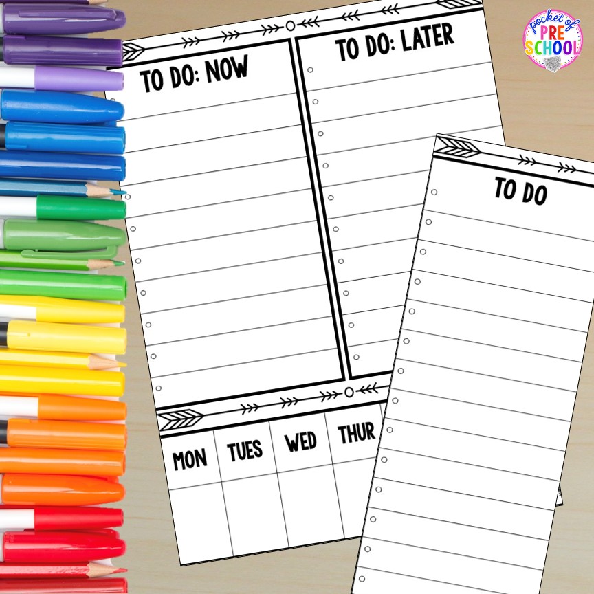 FREE to do lists to help keep you and your classroom organized all year long! #classroomorganization #todolist #preschool #lessonplans