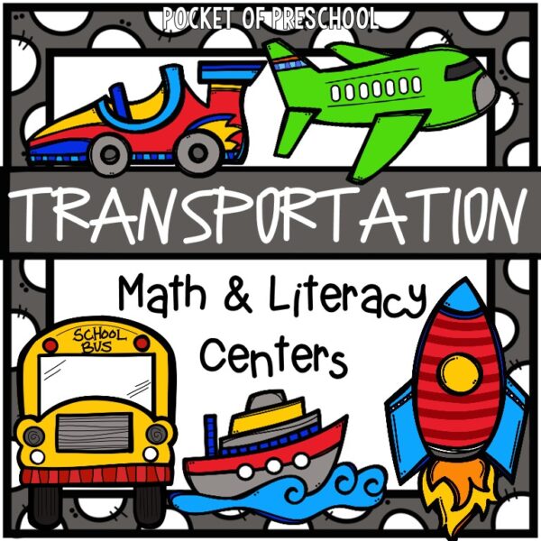 Have a transportation theme in your preschool, pre-k, or kindergarten classroom while learning math and literacy skills.