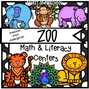 Have a zoo theme in your preschool, pre-k, or kindergarten classroom while learning math and literacy skills.