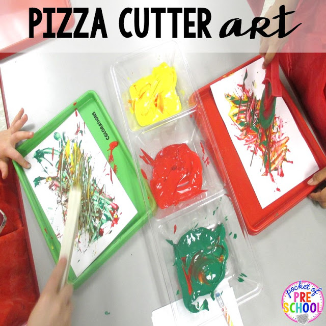 Math Used When Cooking Food Pizza themed centers for preschool pre k and kindergarten