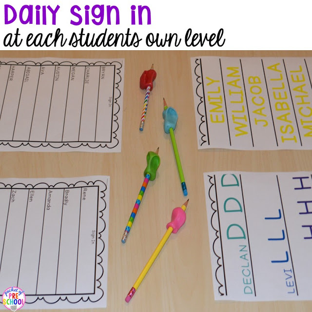 FREE editable and blank daily sign in sheets for your early childhood classroom and ideas on how to use them in your classroom to get kids writing their names all the time