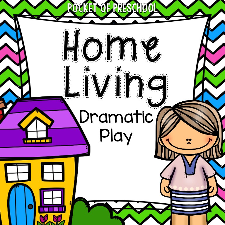 Create a home living dramatic play in your preschool, pre-k, and kindergarten classroom for learning through play.