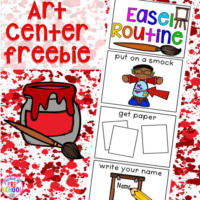 How to set up the art center in your early childhood classroom (with ideas, tips, and book list) plus an art center freebie