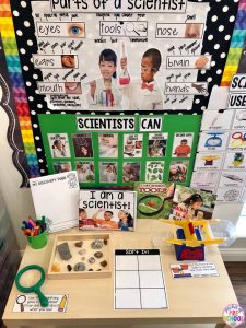 Being a Scientist science table for back to school in my preschool and pre-k classroom.