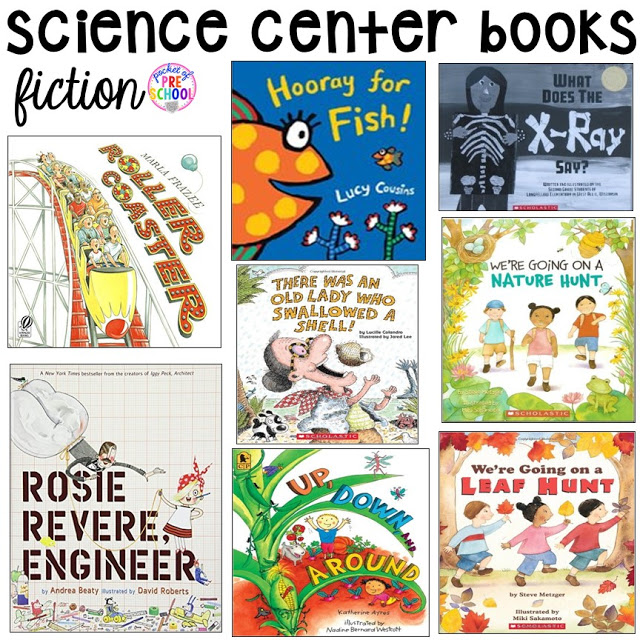 Book list for the science center (with freebies) for your early childhood classroom.