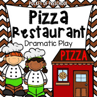 Set up a pizza restaurant dramatic play area in your preschool, pre-k, and kindergarten room