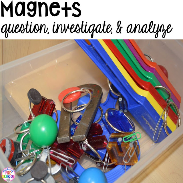 Magnets in the science center (with freebies) in your early childhood classroom.