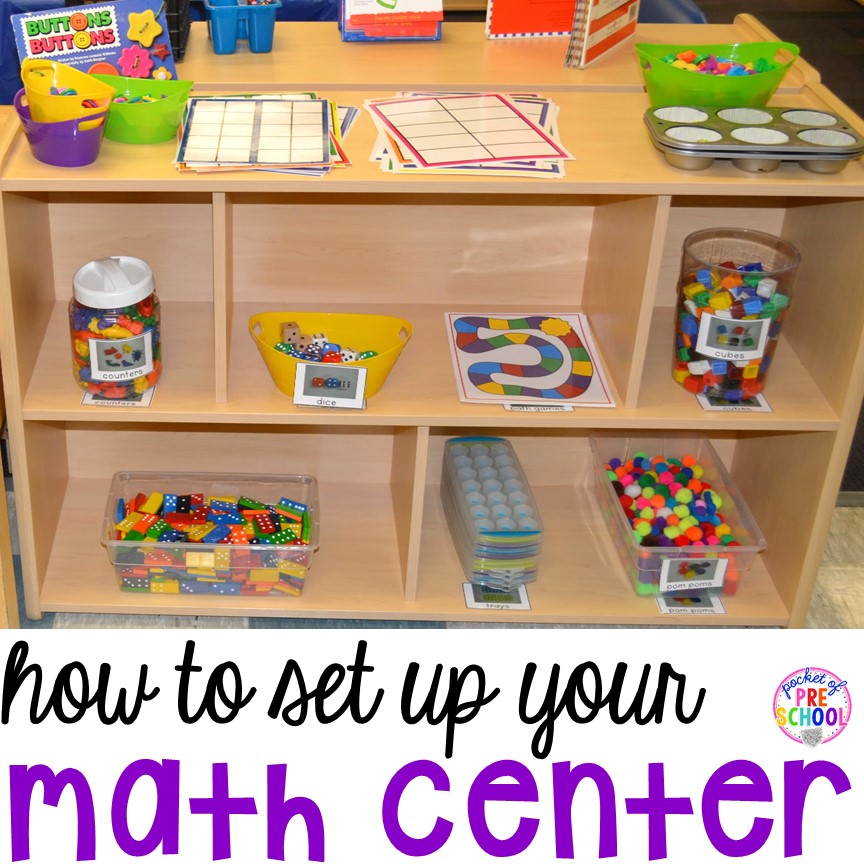 Sådan indretter du dit matematikcenter i dit børnehaveklasseværelse i førskolealderen, børnehaveklassen og børnehaveklassen. GRATIS vejspil!