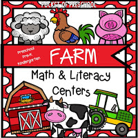Math and literacy centers with a farm theme in your preschool, pre-k, and kindergarten room