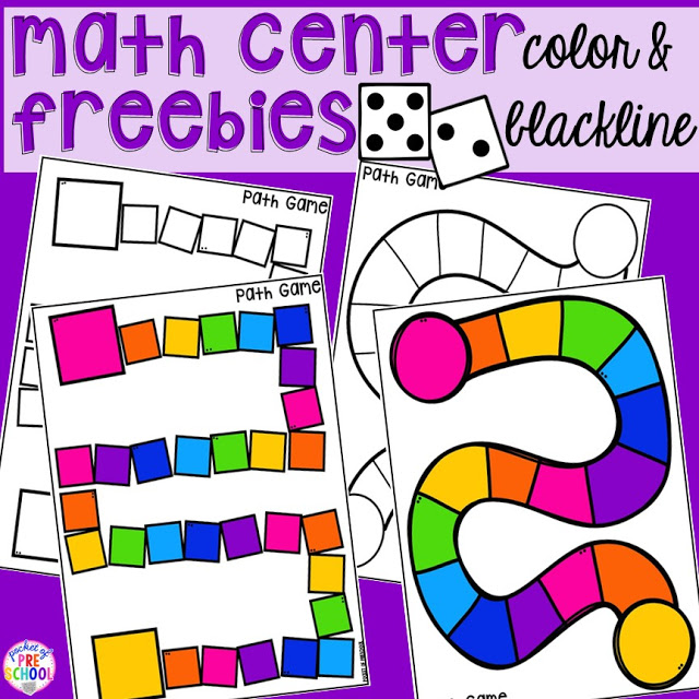 FREE path game for your math center. Perfect for preschool, pre-k, and kindergarten