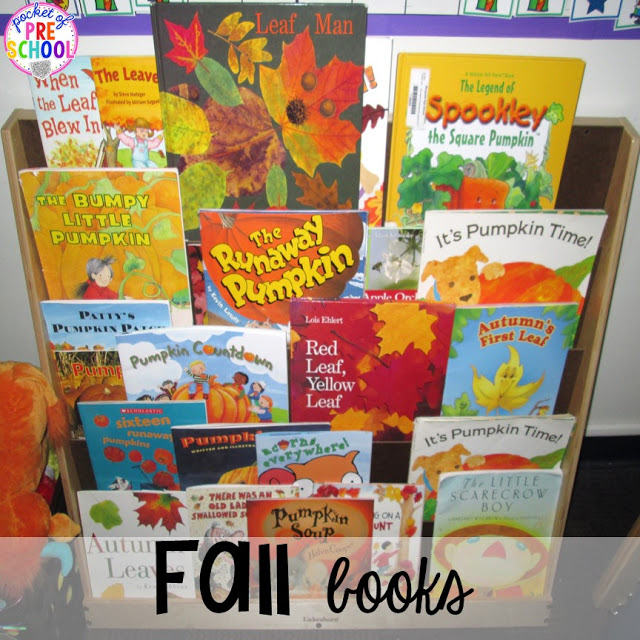 Fall math, literacy, fine motor, art, sensory, and dramatic play activities for your preschool, pre-k, and kindergarten classroom.