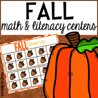 Math and literacy centers with a fall theme in your preschool, pre-k, and kindergarten room
