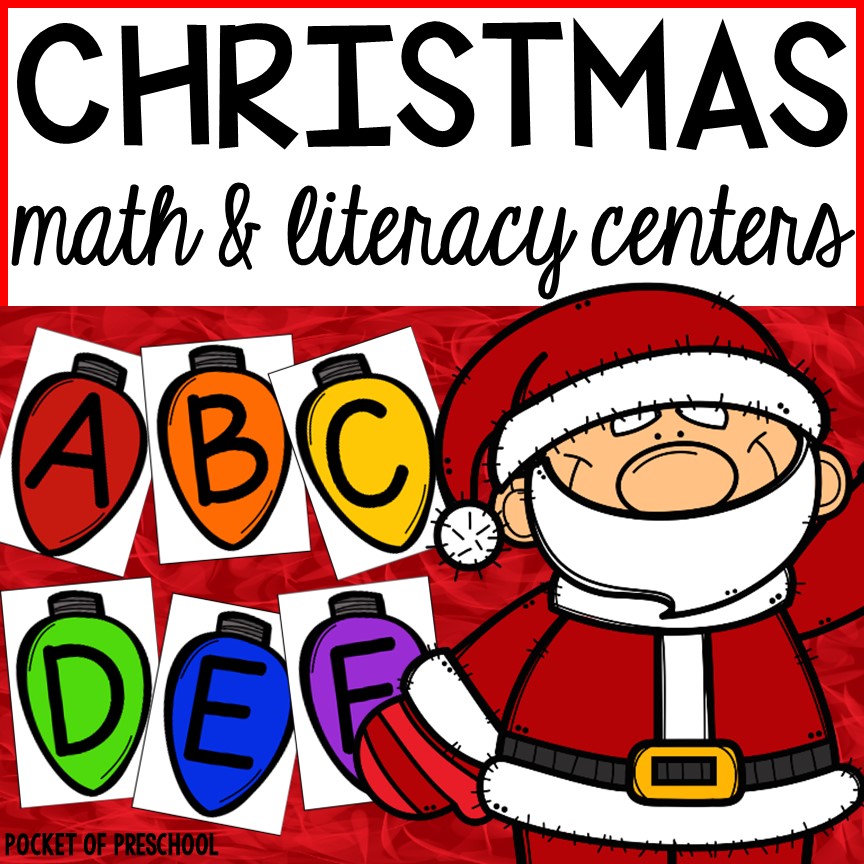 Christmas Math & Literacy Centers for preschool, pre-k, and kindergarten students