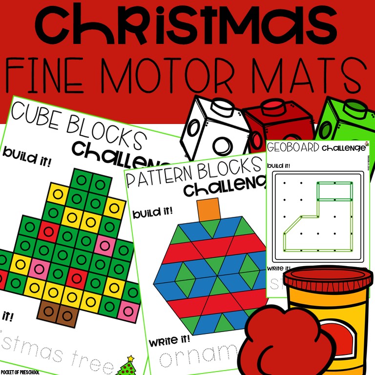 Christmas Fine Motor Mats for preschool, pre-k, and kindergarten students