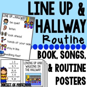 Line up and hallway routine posters and printables for preschool, pre-k, and kindergarten students.