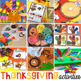 Thanksgiving activities and centers for preschool, pre-k, and kindergarten