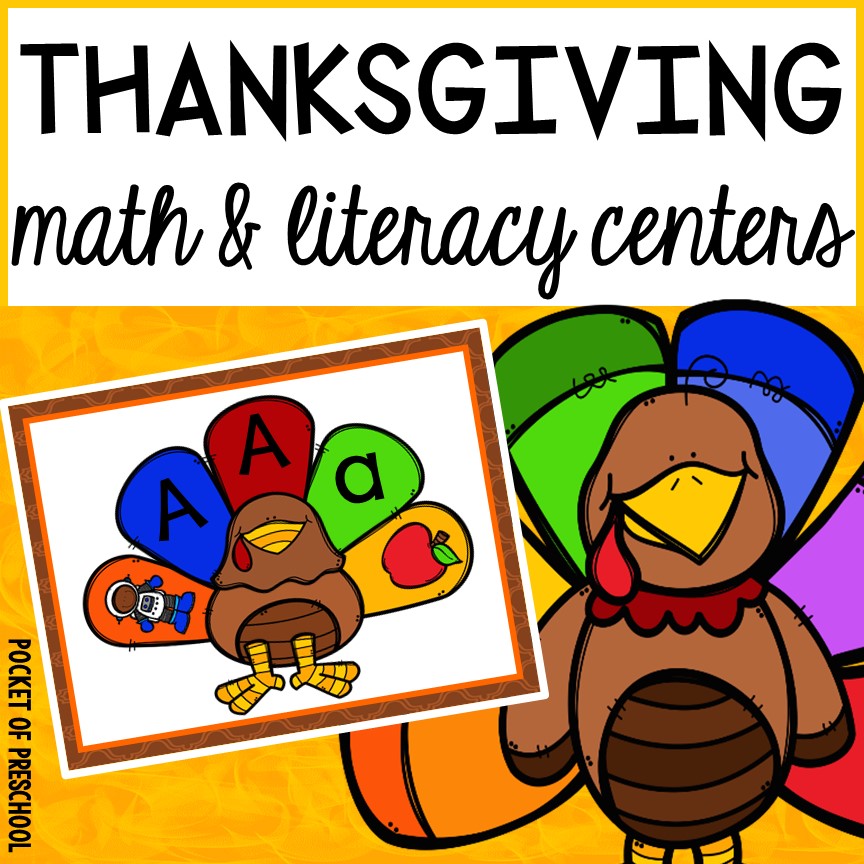 Thanksgiving and turkey themed activities and centers for preschool, pre-k, and kindergarten. (math, literacy, fine motor, character, and more).