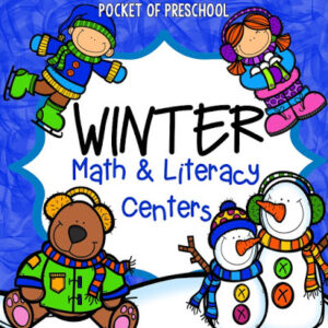 Winter math and literacy centers made for preschool, pre-k, or kindergarten students