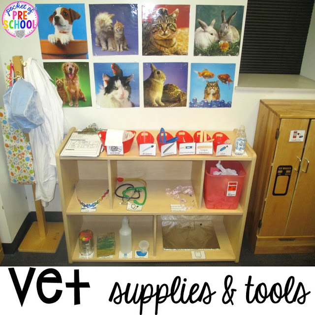 Vet Pet Hospital Dramatic Play for preschool, pre-k, and kindergarten. Tips, tricks, and fun ideas for your classroom.