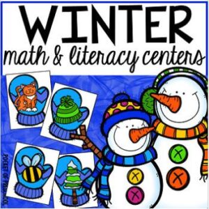 Math and literacy centers with a winter theme made for preschool, pre-k, and kindergarten students to learn and develop.