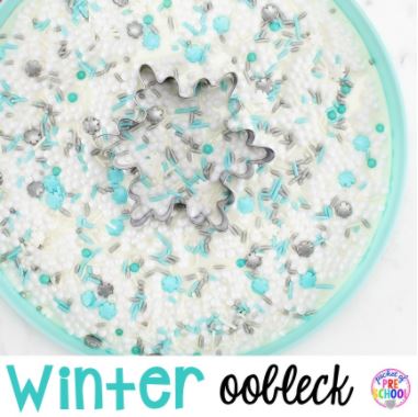 winter oobleck for little learners