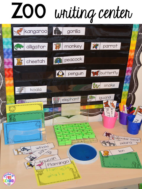 Zoo writing center for a zoo theme. Desert art FREEBIE. Prefect for preschool, pre-k, and kindergarten.
