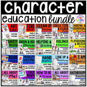 Grab all the character education and social emotional lessons designed for preschool, pre-k, and kindergarten classrooms