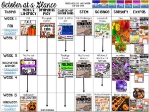October lesson plans at a glance for preschool, pre-k, and kindergarten