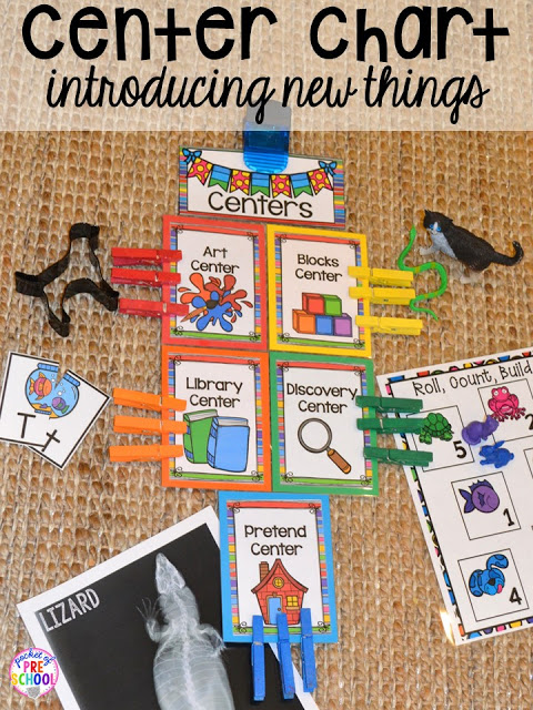 Center Time management for preschool, pre-k, and kindergarten plus a free printable to teach about the centers.