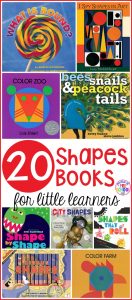 2D Shape Book list for preschool, pre-k, and kindergarten. It's packed with 20 shape books! Teach math concepts using quality children's books!