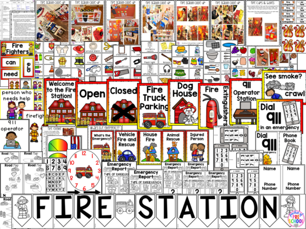 Create a fire station dramatic play in your preschool, pre-k, and kindergarten classroom for learning through play.