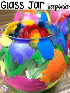 Painted Glass Jars! Easy parent gifts made by kids! A keepsake you can make in the classroom with your students can make for Christmas, Mother's Day, or Grandparent's Day.