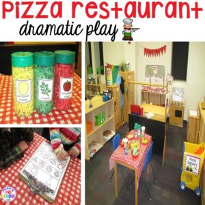 How to transform the dramatic play center into a Pizza Restaurant and how to make tons DIY props.