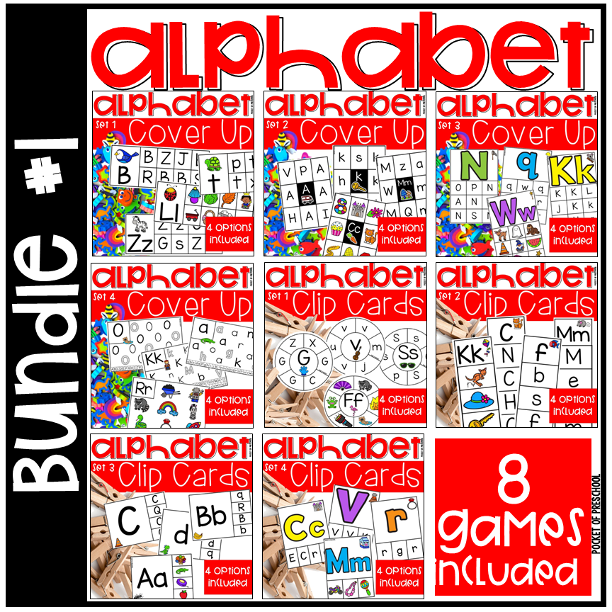 8 fun alphabet games for preschool, pre-k, and kindergarten students.