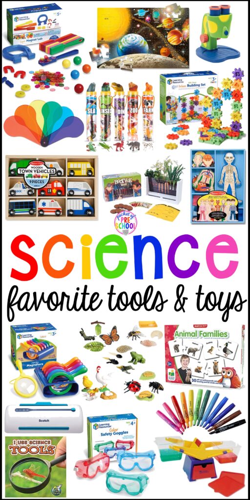 My favorite science tools and toys for preschool, pre-k, and kindergarten. Perfect for the classroom or at home.