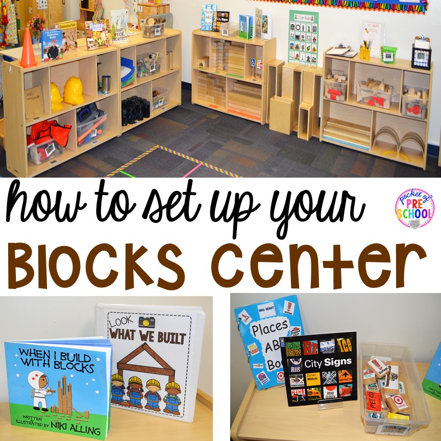 How to set up your blocks center in preschool, pre-k, or kindergarten classrooms.