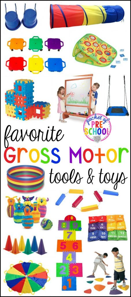 My favorite gross motor toys and tools for indoor and outdoor recess your little learners (preschool, pre-k, and kindergarten) will LOVE!
