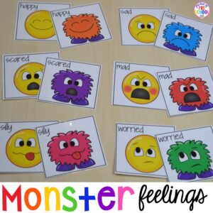 FREE feeling cards! Monster feelings game for preschool, pre-k, and kindergarten.