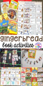 Gingerbread book comparison activities for a gingerbread theme in a preschool, pre-k, and kindergarten classroom to build reading comprehension.