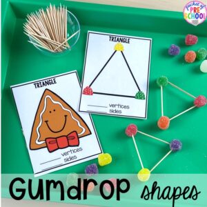 Gingerbread 2D shapes and gumdrop 2D shapes for Chirstmas theme or a bakery theme! Perfect for preschool, pre-k, or kindergarten.
