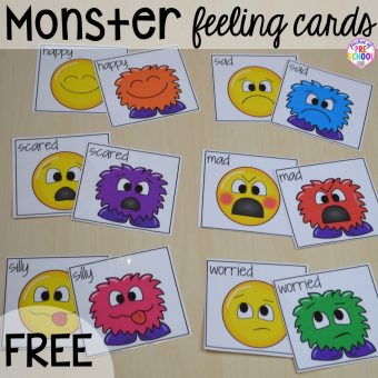 FREE Monster Feeling Cards & Games for preschool pre-k & kindergarten