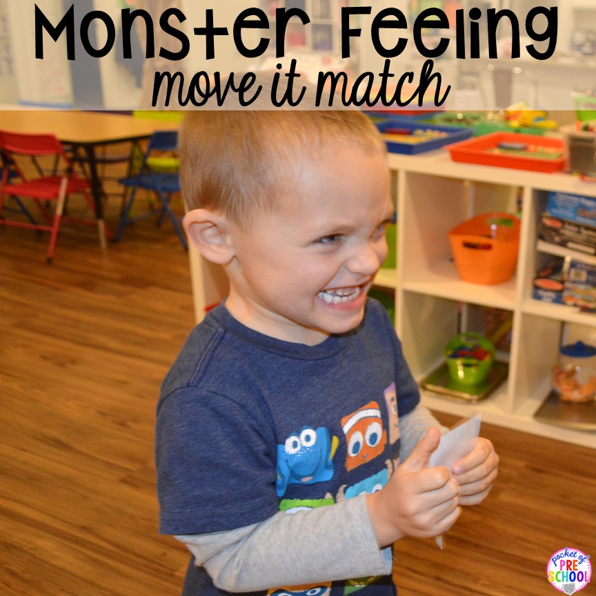 FREE feeling cards! Monster feelings game for preschool, pre-k, and kindergarten. 