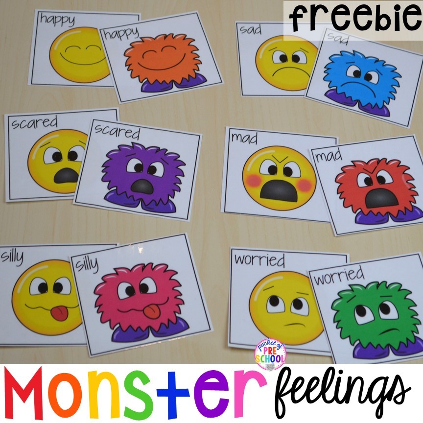 FREE Monster Feelings Cards & Games for preschool pre-k & kindergarten