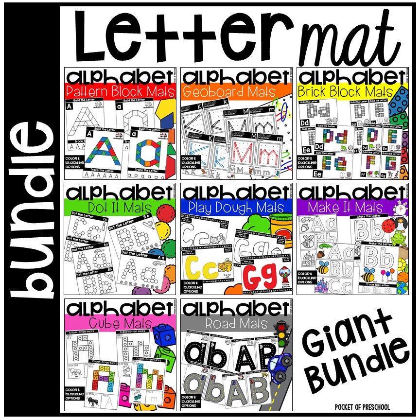 A Giant BUNDLE of alphabet mats for preschool, pre-k, and kindergarten students to build letters while learning!