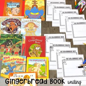 Gingerbread writing paper! Gingerbread book comparison activities for a gingerbread theme in a preschool, pre-k, and kindergarten classroom to build reading comprehension.